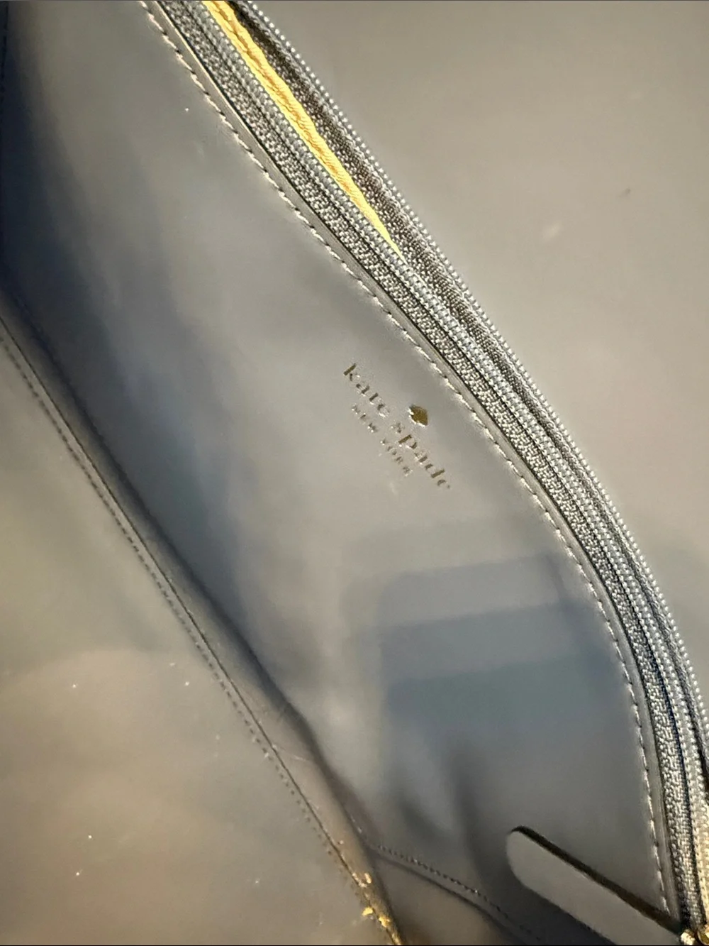 kate spade Navy Leather Tote with Spade Charm